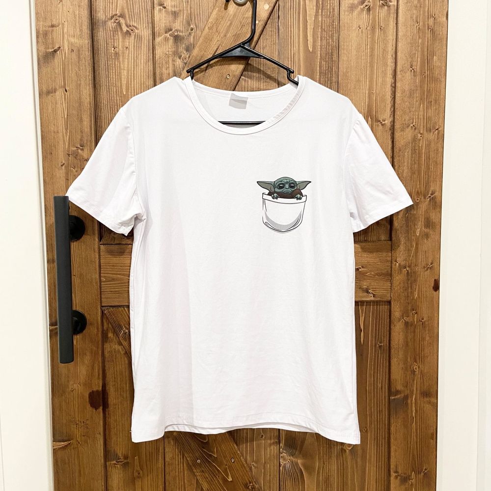 Baby Yoda White Tee Dry Fit Size M/L